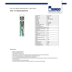 Bordo 43/64" HSS Reduced Shank Drill - Twin Eagle Imports