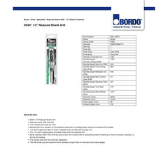 BORDO DRILLS Bordo 39/64" HSS Reduced Shank Drill