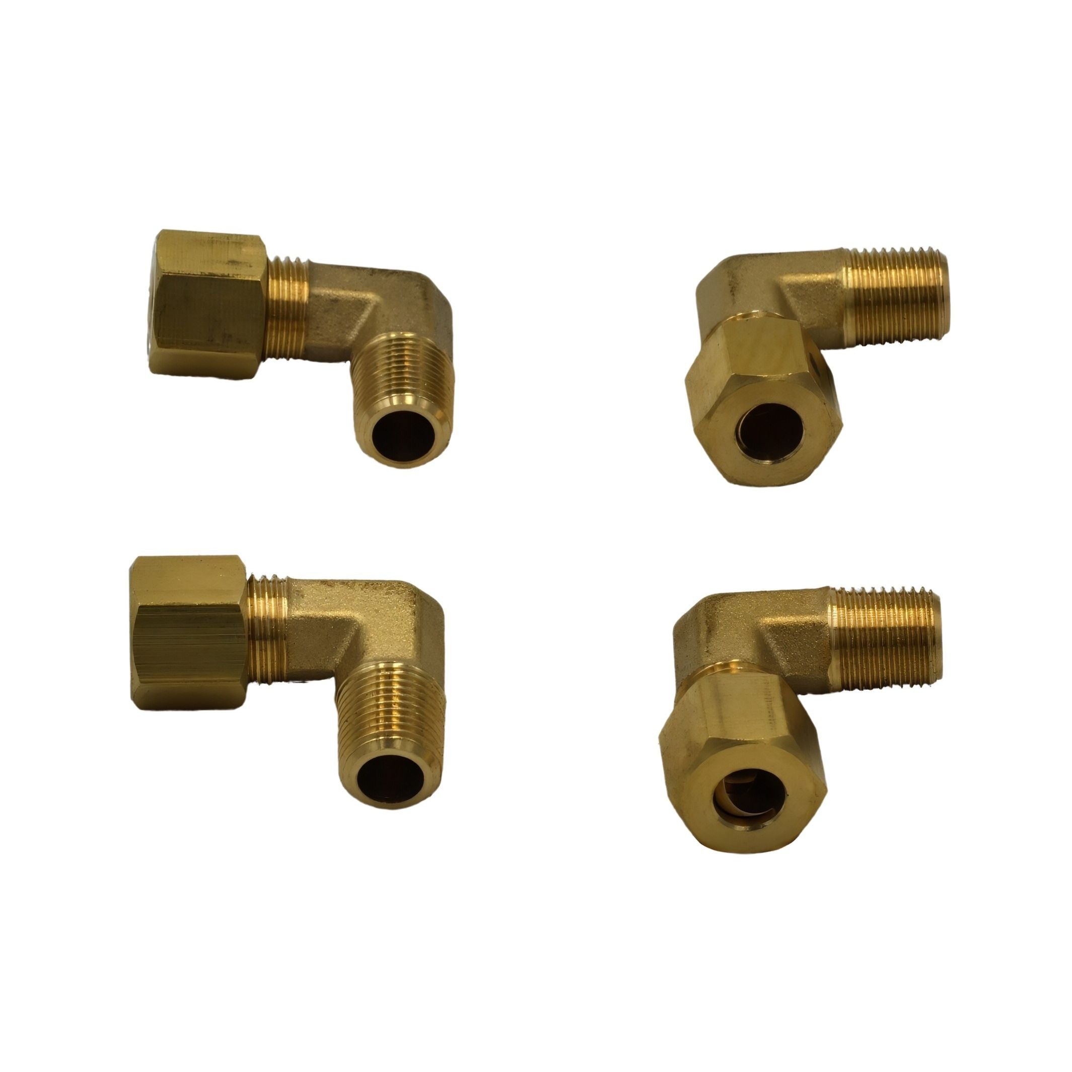 4pc Brass Compression Union 90° Male Female Elbow (T1/4xM1/8)