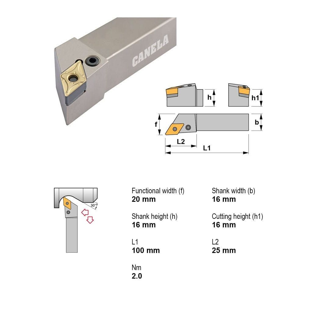 CANELA S.A. TOOL HOLDERS Canela PDJNR1616H11 Turning & Profiling Toolholder – 16×16 mm