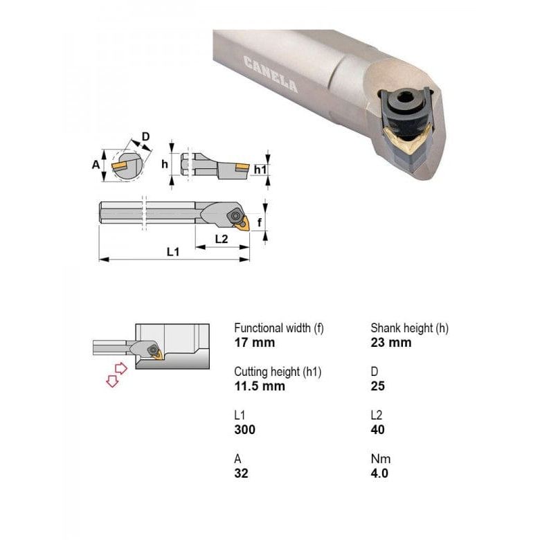 CANELA S.A. TOOL HOLDERS Canela S25T-MWLNL08 Internal Boring Bar – Ø25 mm