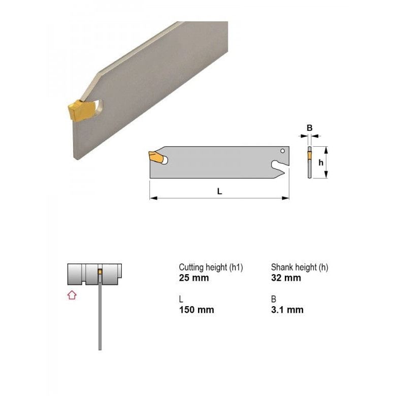 CANELA S.A. TOOL HOLDERS Canela XLCFN3202M03 Parting & Grooving Blade Toolholder – 32 mm