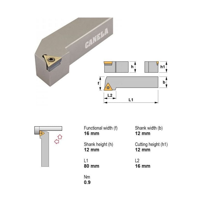 Canela Turning Tool Canela Center Screw Turning Tool Holder STGCR1212F11 12mm Shank