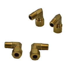 4pc Brass Compression Union 90° Male Female Elbow (T1/4xM1/8)
