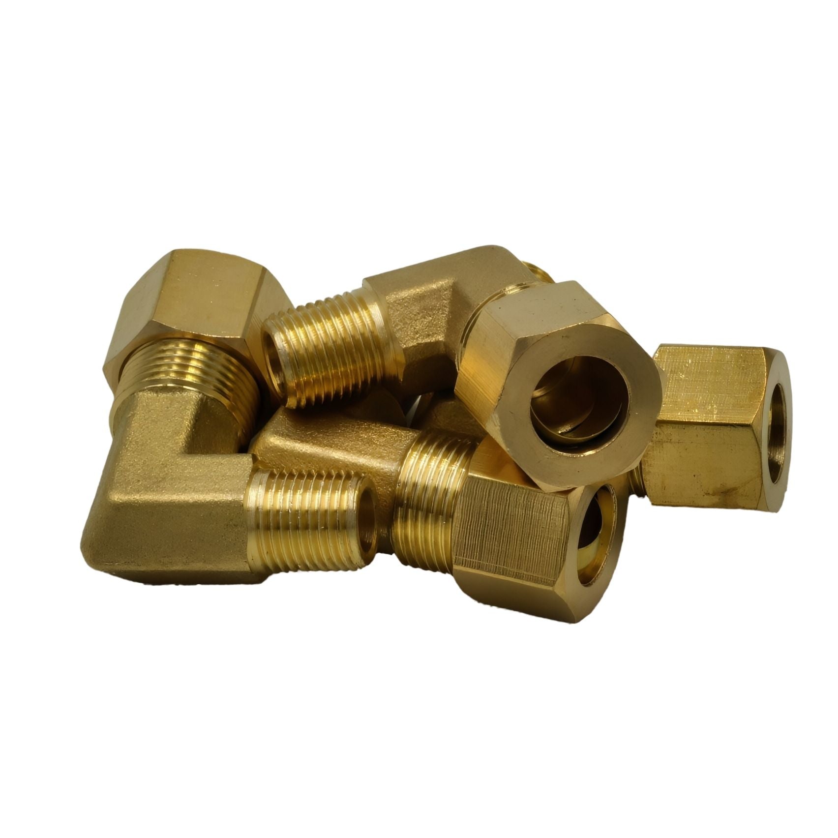 4pc Brass Compression Union 90° Male Female Elbow (T3/8xM1/8)