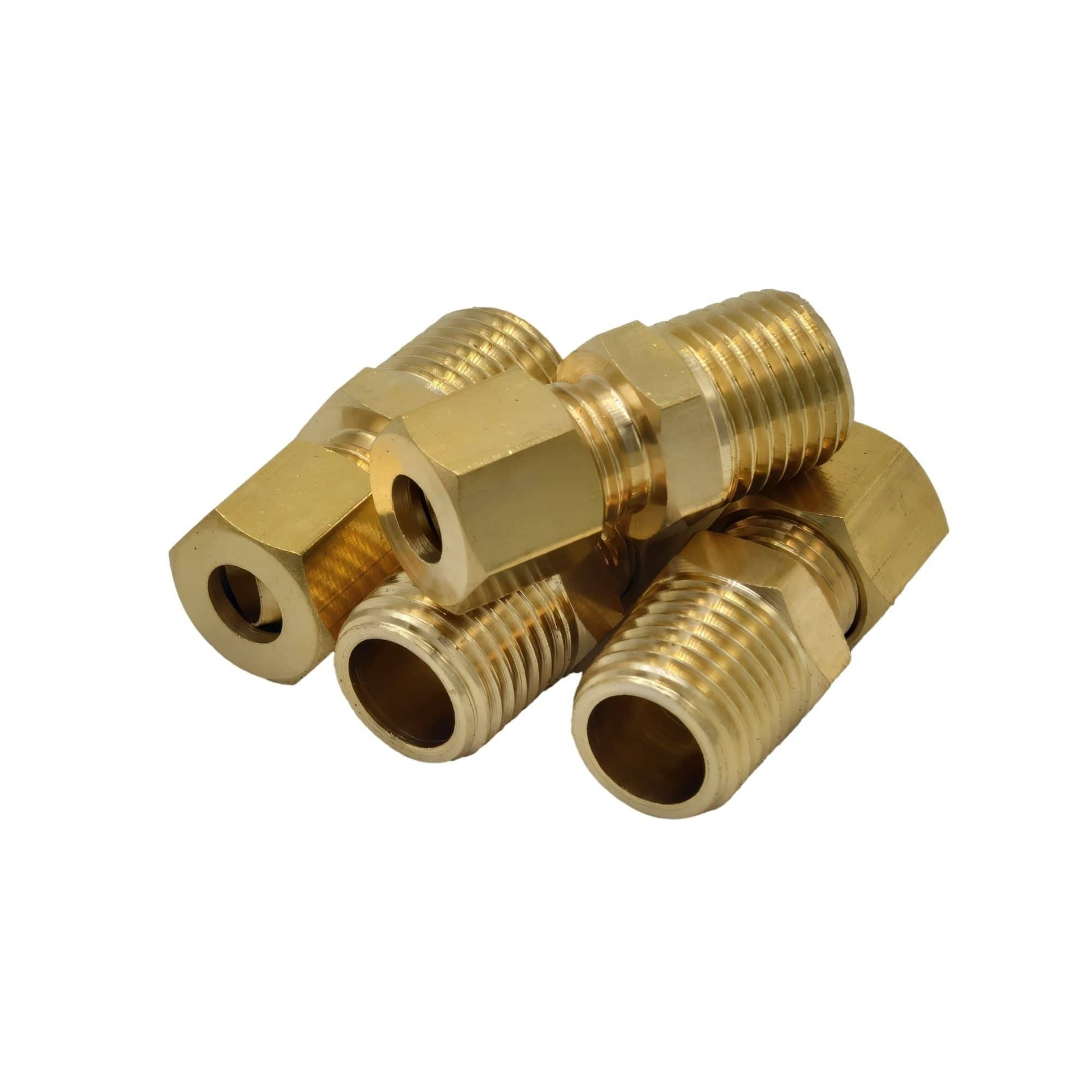 DOT Brass Connector 4pc Brass Compression Male Female Connector (T1/4xM1/4)