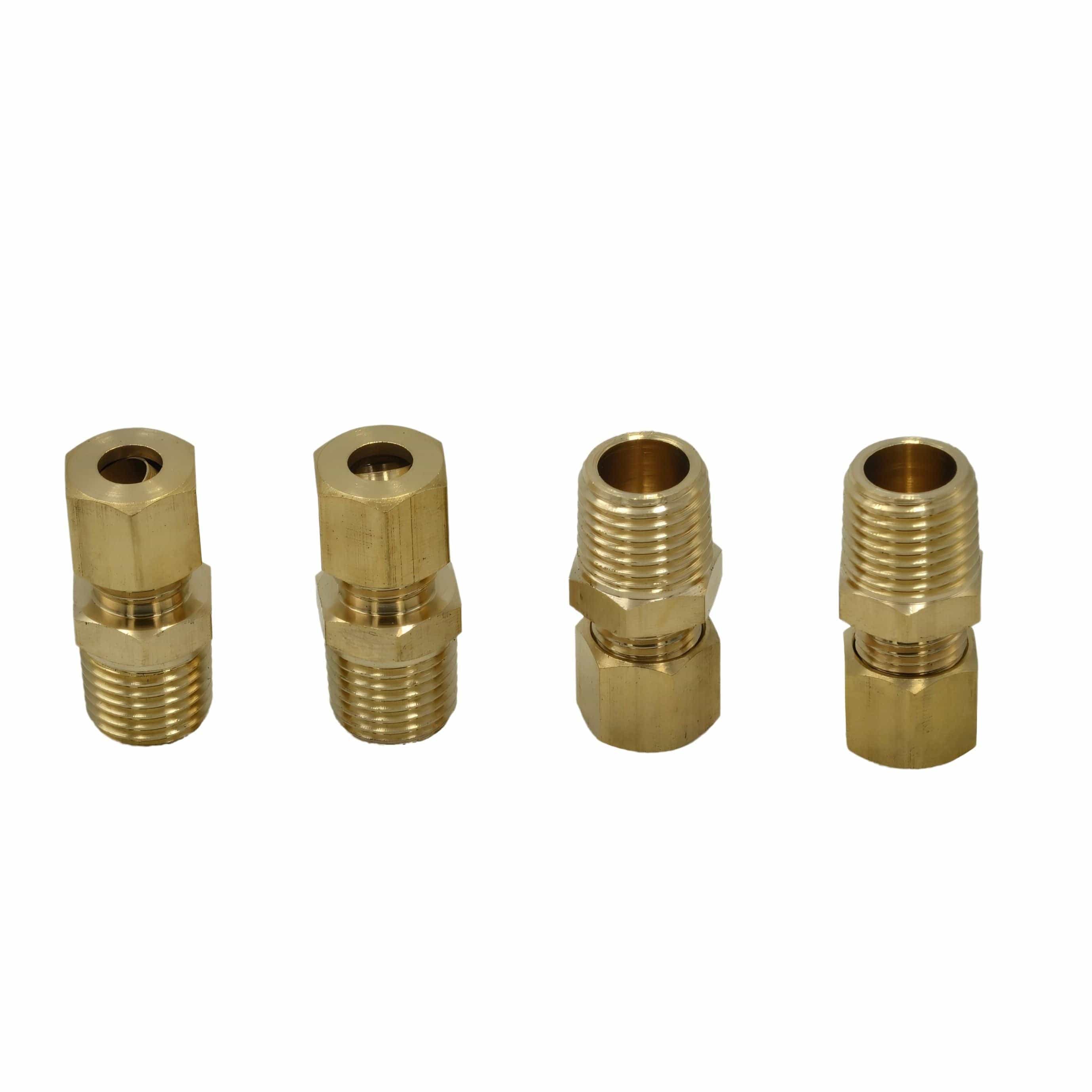 DOT Brass Connector 4pc Brass Compression Male Female Connector (T1/4xM1/4)