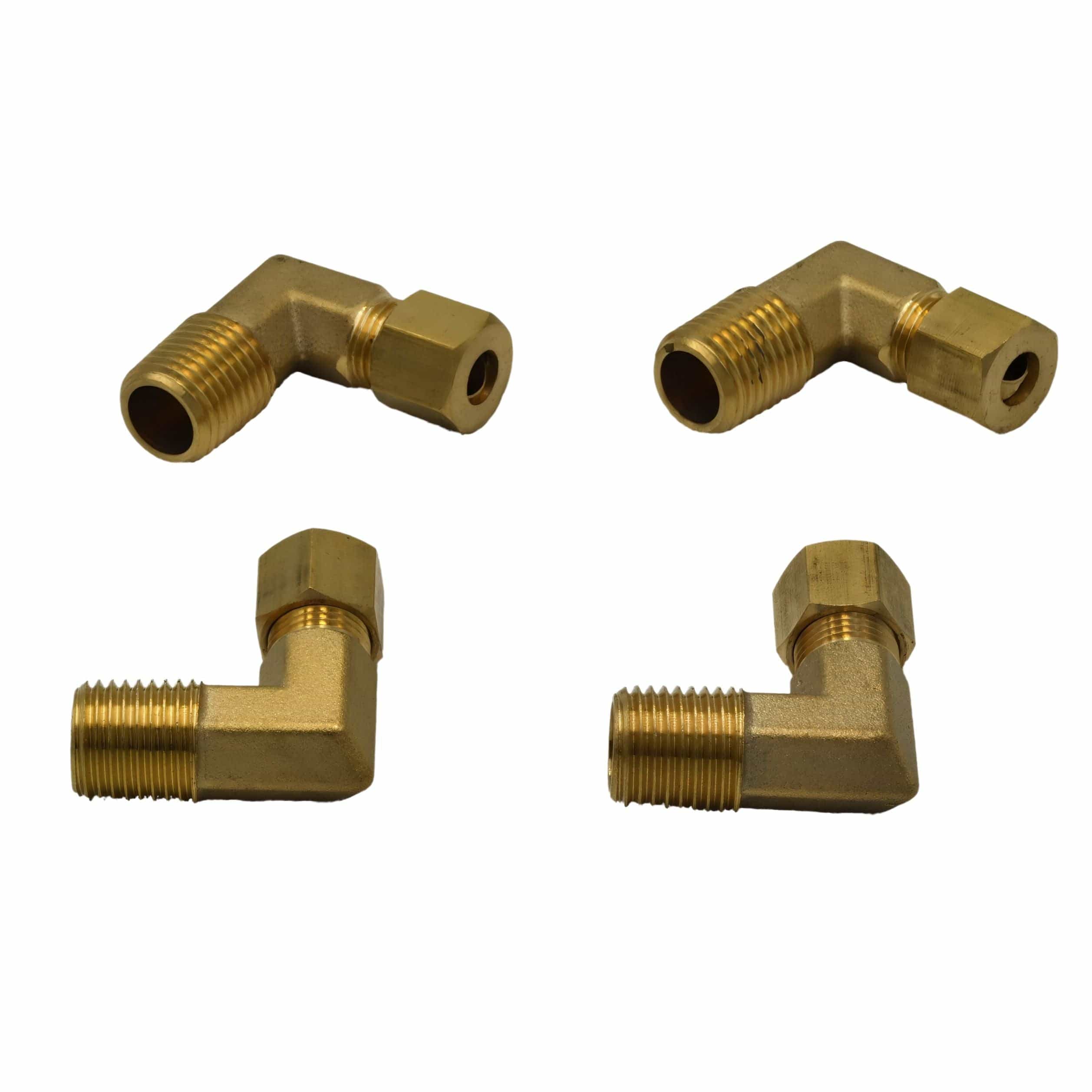 DOT Brass Connector 4pc Brass Compression Union 90° Male Female Elbow (T1/4xM1/4)
