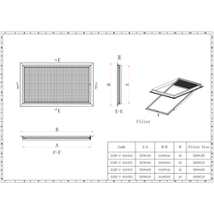 Ductsure Ventilation Pack of 3 Ductsure Eggcrate Hinged Filter EGHF-P 600550 (595x545mm)