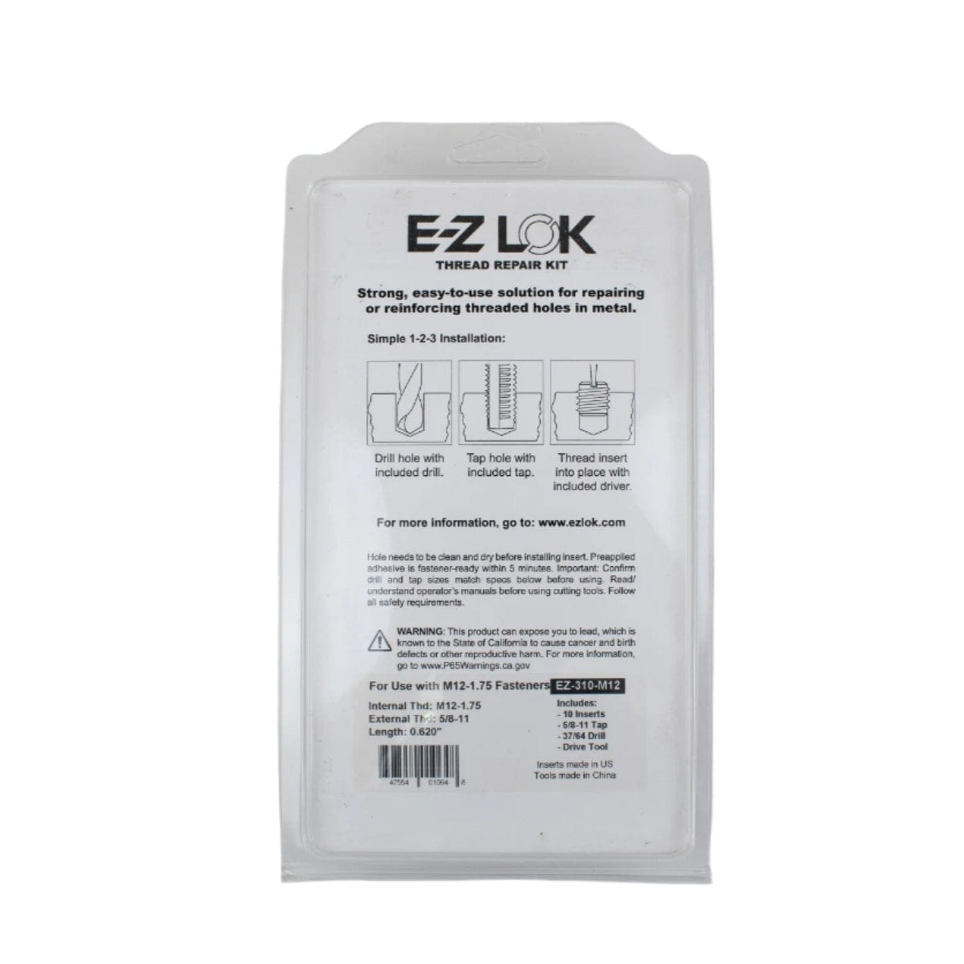 E-Z Lok Thin Wall Thread Repair Kit - M12-1.75 X 5/8-11 UNC - Twin Eagle Imports