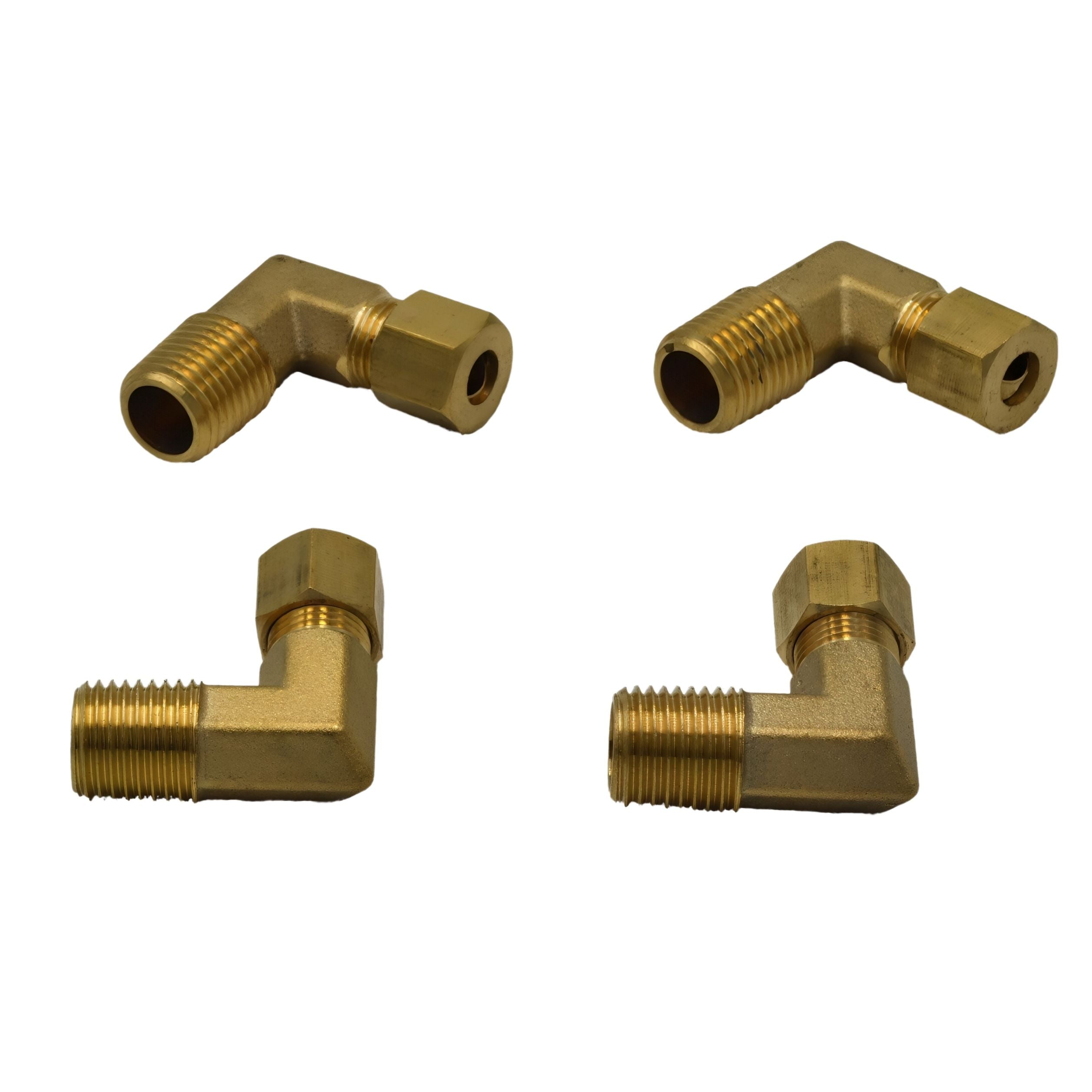 4pc Brass Compression Union 90° Male Female Elbow (T1/4xM1/4)