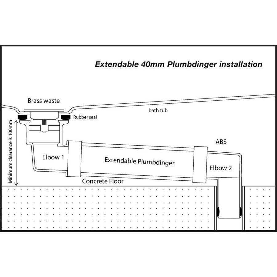 Extendable Plumbdinger – Versatile Bath Tub Waste Connector 40mm - Twin Eagle Imports