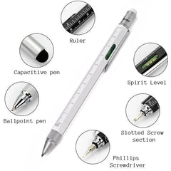 Full Metal Body 6-in-1 Multi-Function Tool White Engineers Pen - Twin Eagle Imports