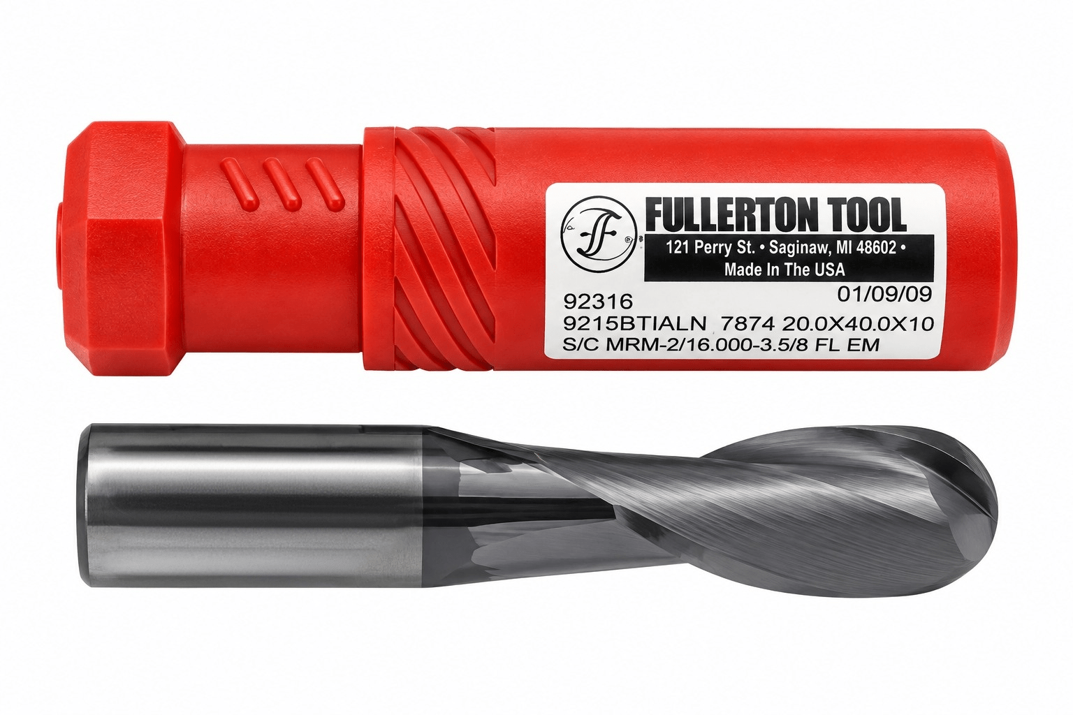 Fullerton 20.0mm 2 Flute TiAlN Coated Carbide Ball Nose Endmill - 3215 Series - Twin Eagle Imports