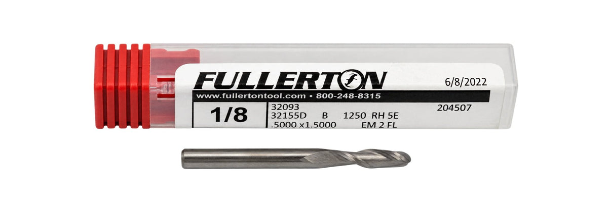 Fullerton 32093 0.1250" 2 Flute Standard Ball Nose End Mill - Twin Eagle Imports