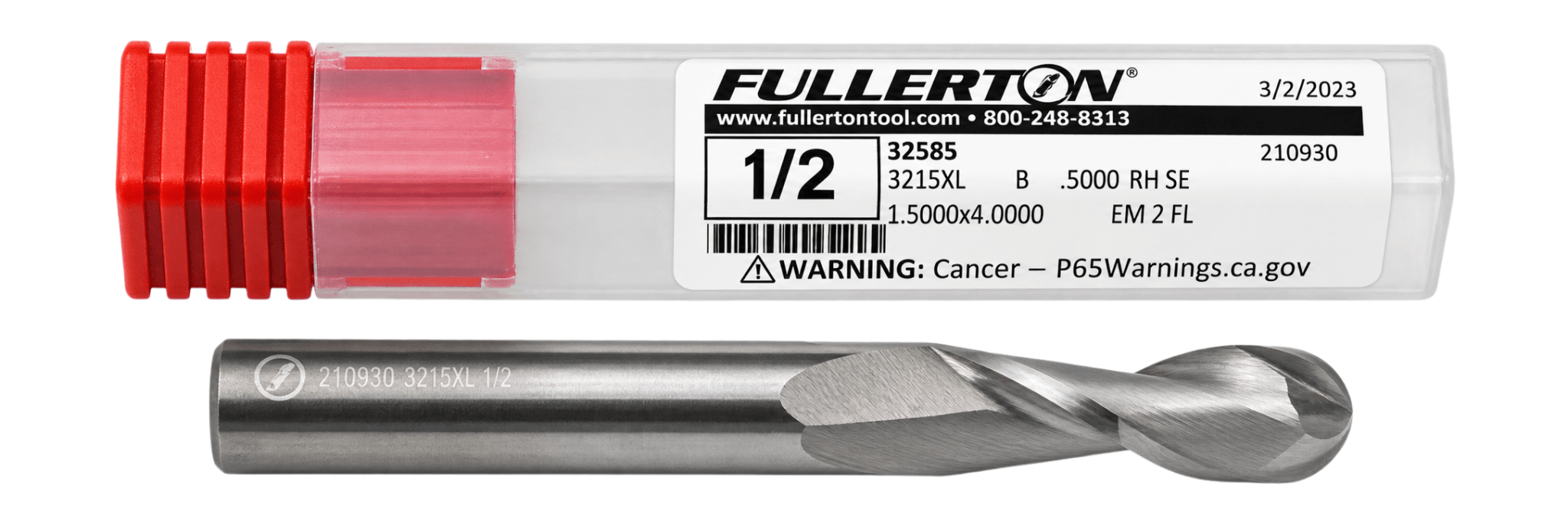 Fullerton 32585 0.5000" 2 Flute Extra-Long Ball Nose End Mill - Twin Eagle Imports