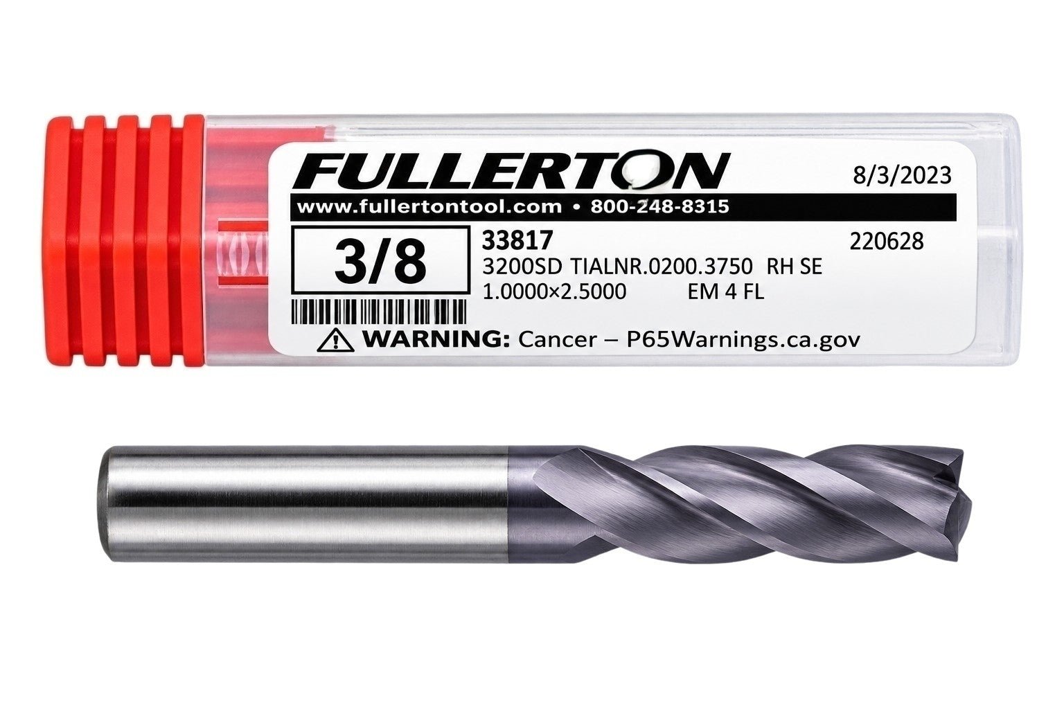 Fullerton 33817 0.375" 4 Flute TiAlN Coated Corner Radius End Mill - Twin Eagle Imports