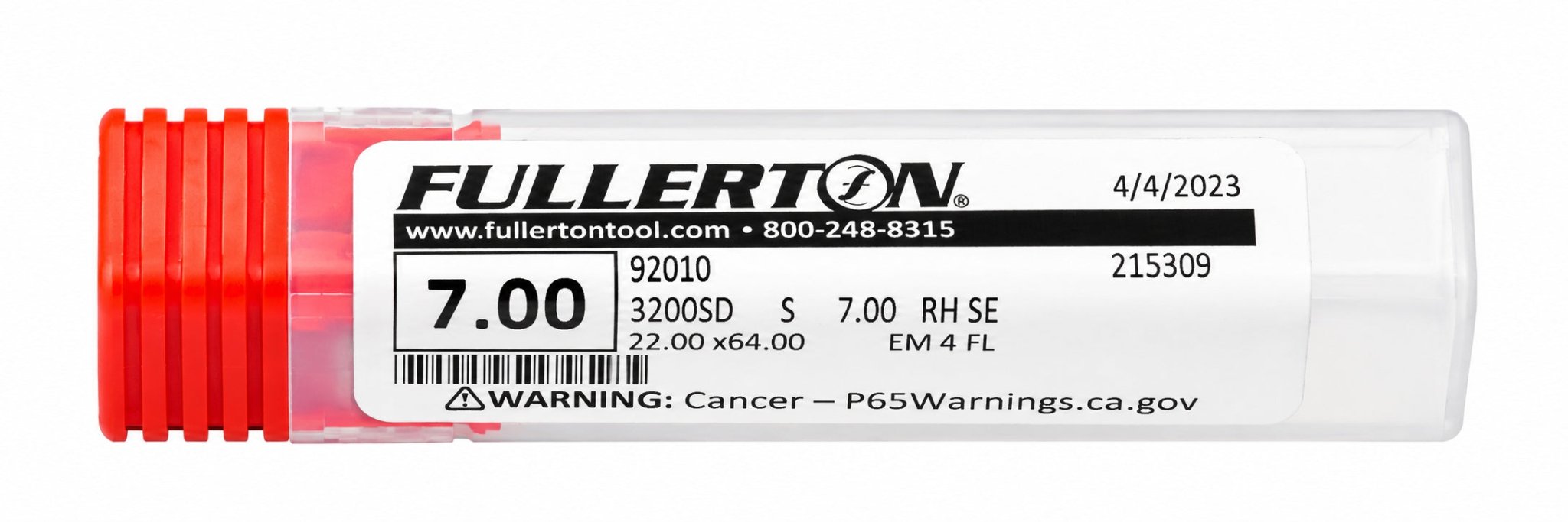 Fullerton 92010 0.2756" 4 Flute Standard Square End Mill - Twin Eagle Imports