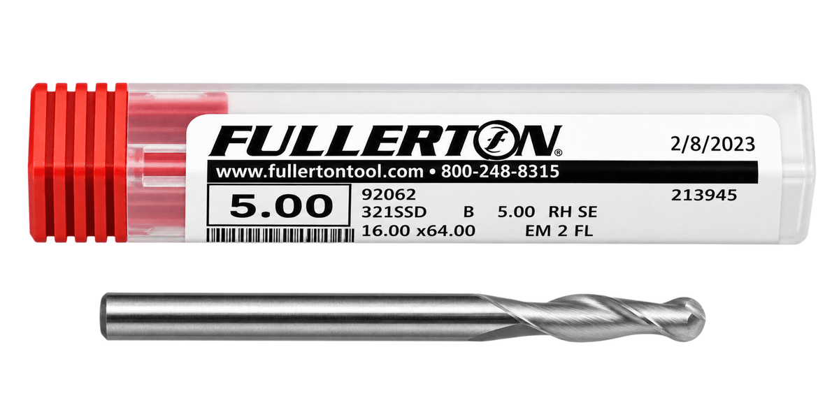 Fullerton 92062 0.1969" 2 Flute Standard Ball Nose End Mill - Twin Eagle Imports