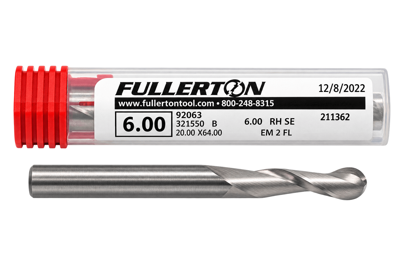 Fullerton 92063 0.2362" 2 Flute Standard Ball Nose End Mill - Twin Eagle Imports