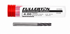 Fullerton CARBIDE ENDMILL Fullerton 92207 4mm 4 Flute TiAlN Coated Carbide Square End Mill