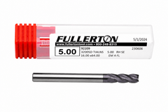 FULLERTON TOOL COMPANY CARBIDE ENDMILL Fullerton 92209 5mm 4 Flute TiAlN Coated Carbide Square End Mill