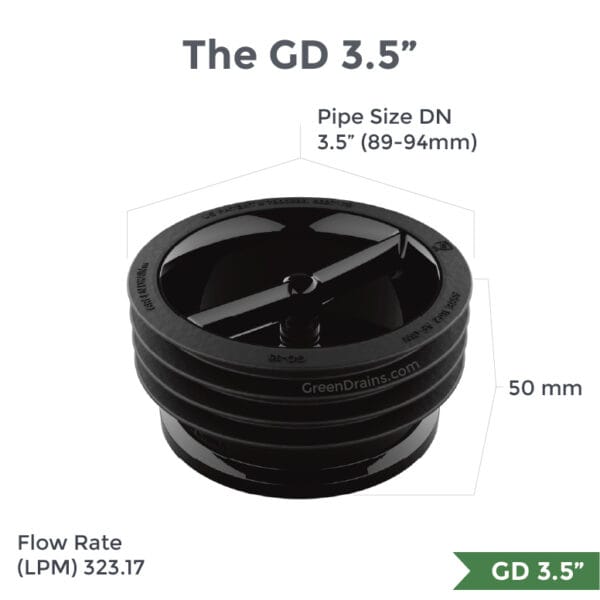 Green Drain Plumbing Plug Green Drain Waterless Trap Seal 3.5" (89-94mm)