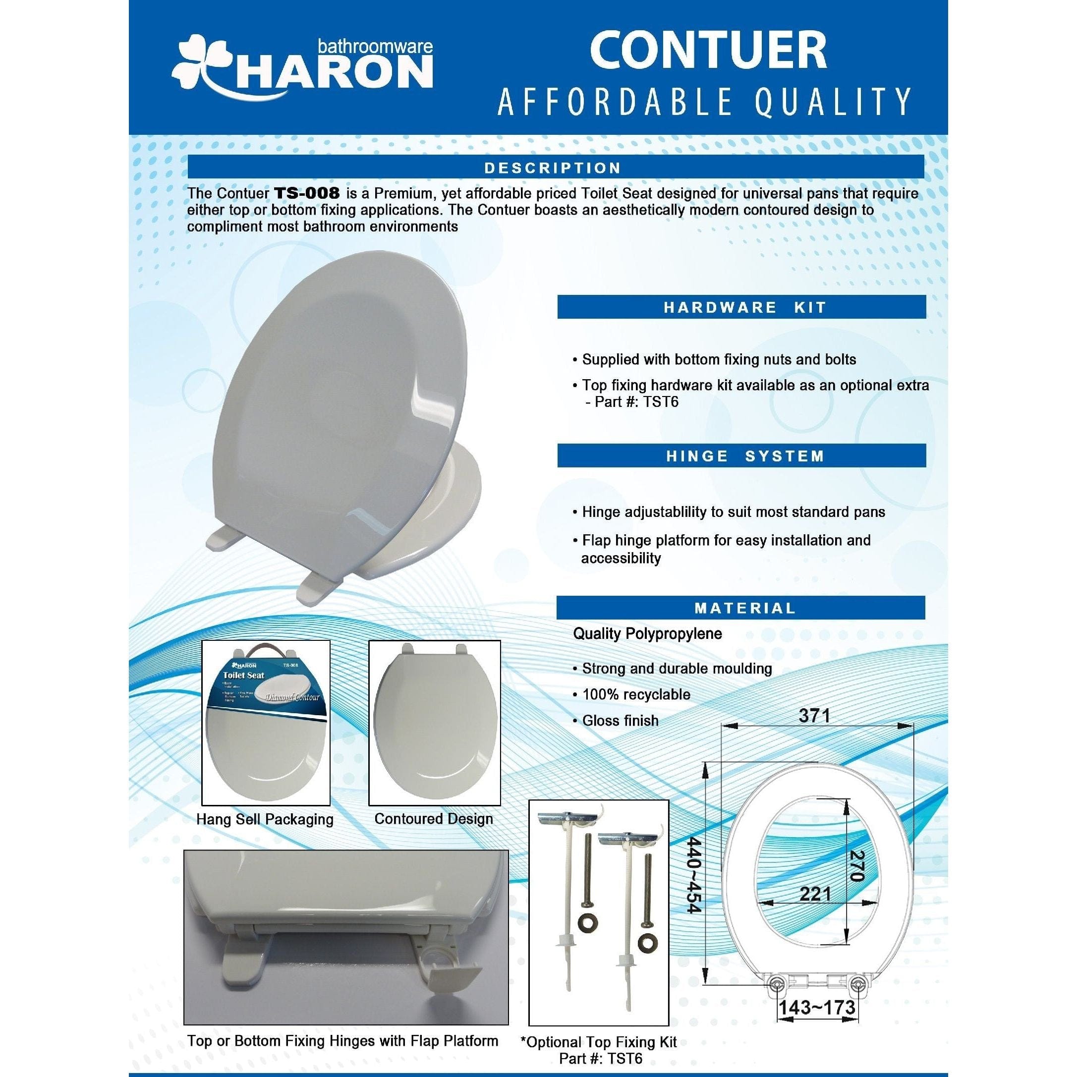 HARON Toilet Seat Haron TS-008 DIAMOND CONTOUR Toilet Seat