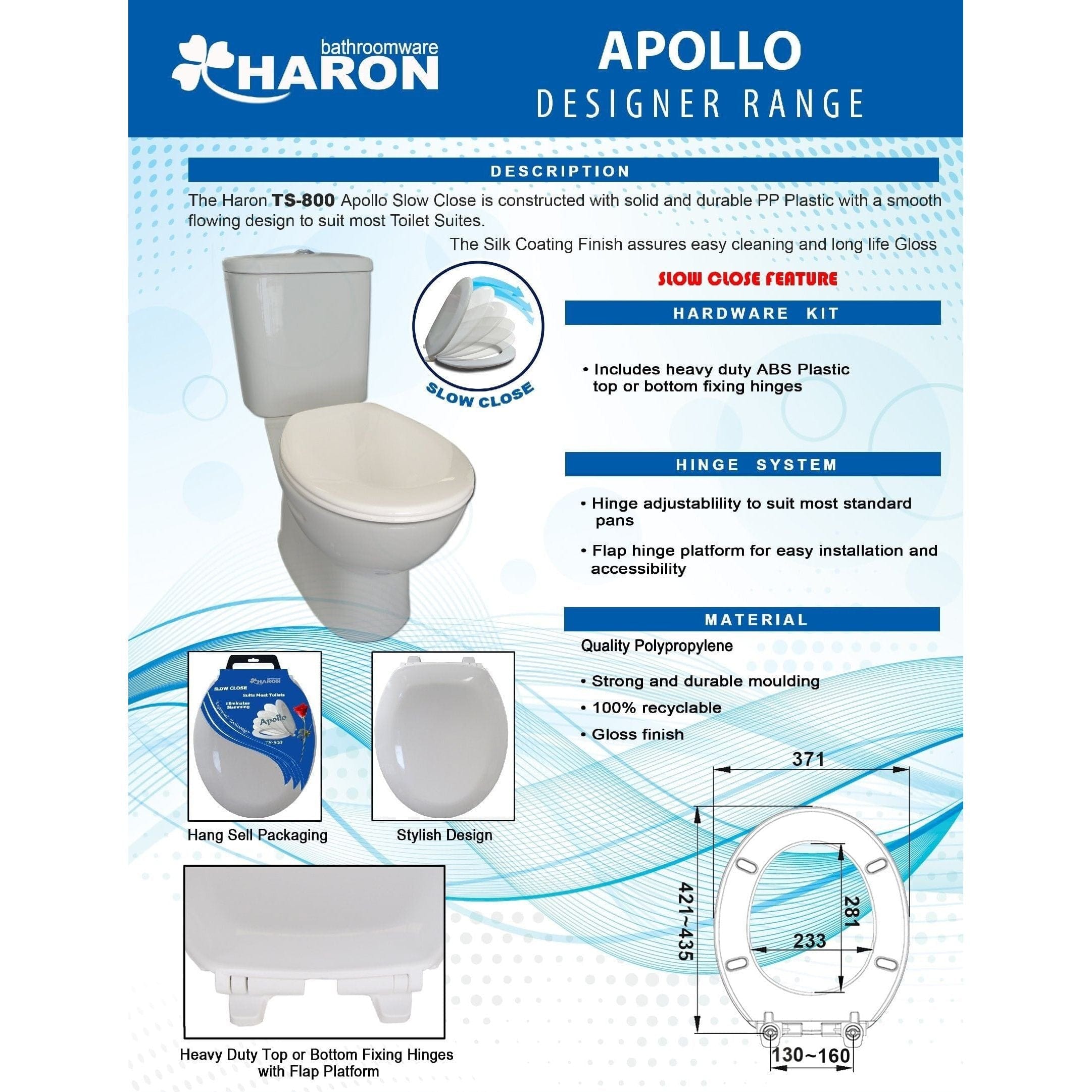 HARON Toilet Seat Haron TS-800 APOLLO Slow Close Toilet Seat