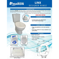 HARON Toilet Seat Haron TS-820 Slow Close LINX – Suits 217mm Link