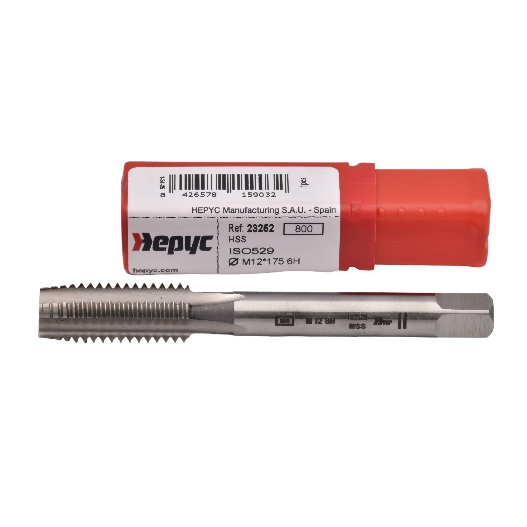 Hepyc 23252 - HSS Straight Flute Short Hand Tap (Intermediate) M12 x 1.75mm - Twin Eagle Imports