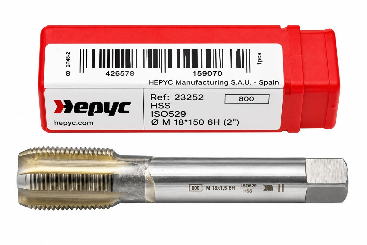Hepyc 23252 - HSS Straight Flute Short Hand Tap (Intermediate) M18 x 1.5mm - Twin Eagle Imports