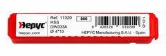 Hepyc 4mm HSS DIN333A Centre Drill 118° Tip 60° Centre Angle - Twin Eagle Imports