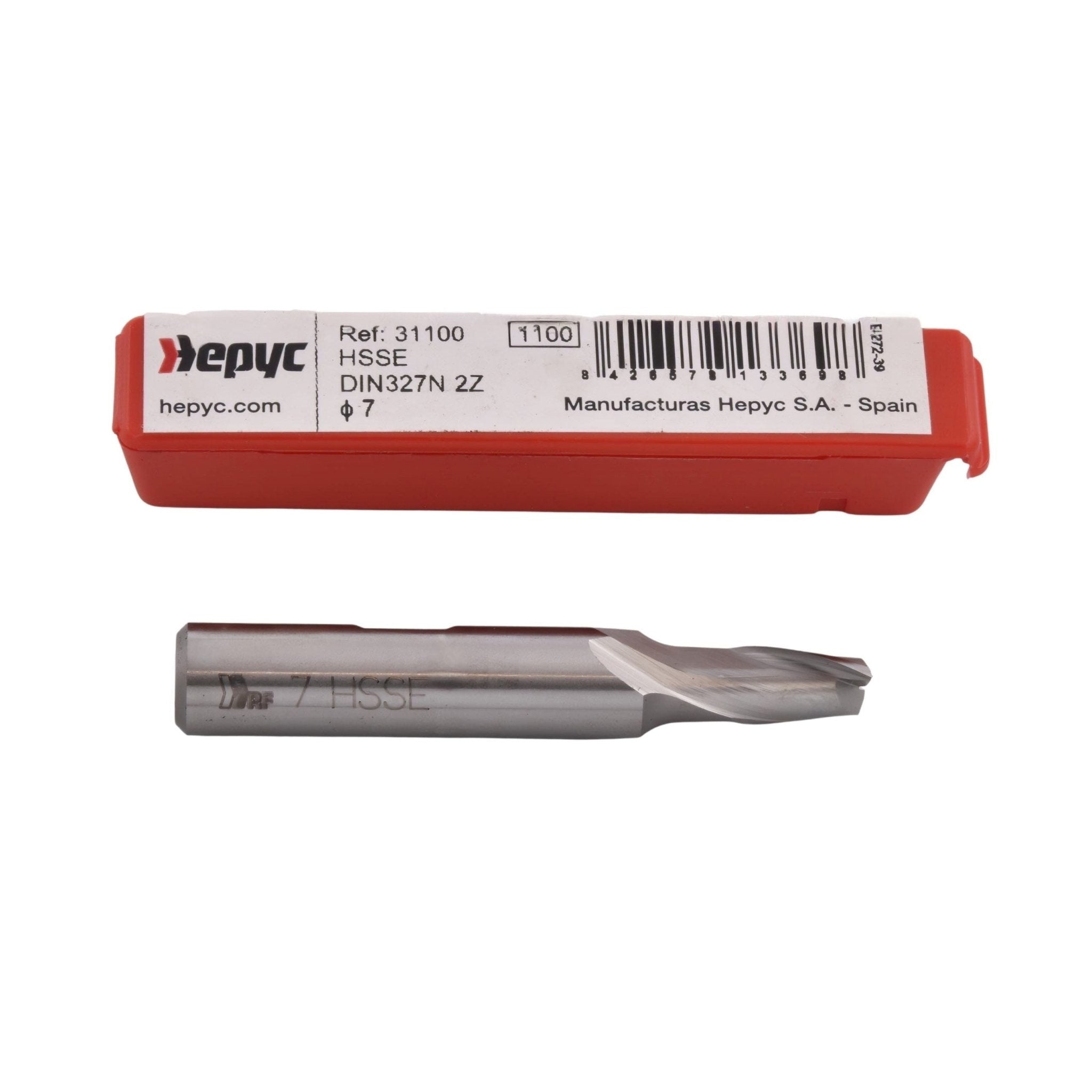 Hepyc 7mm Cobalt HSS End Mill DIN327N Short Series 2 Flute 30° Helix - Twin Eagle Imports