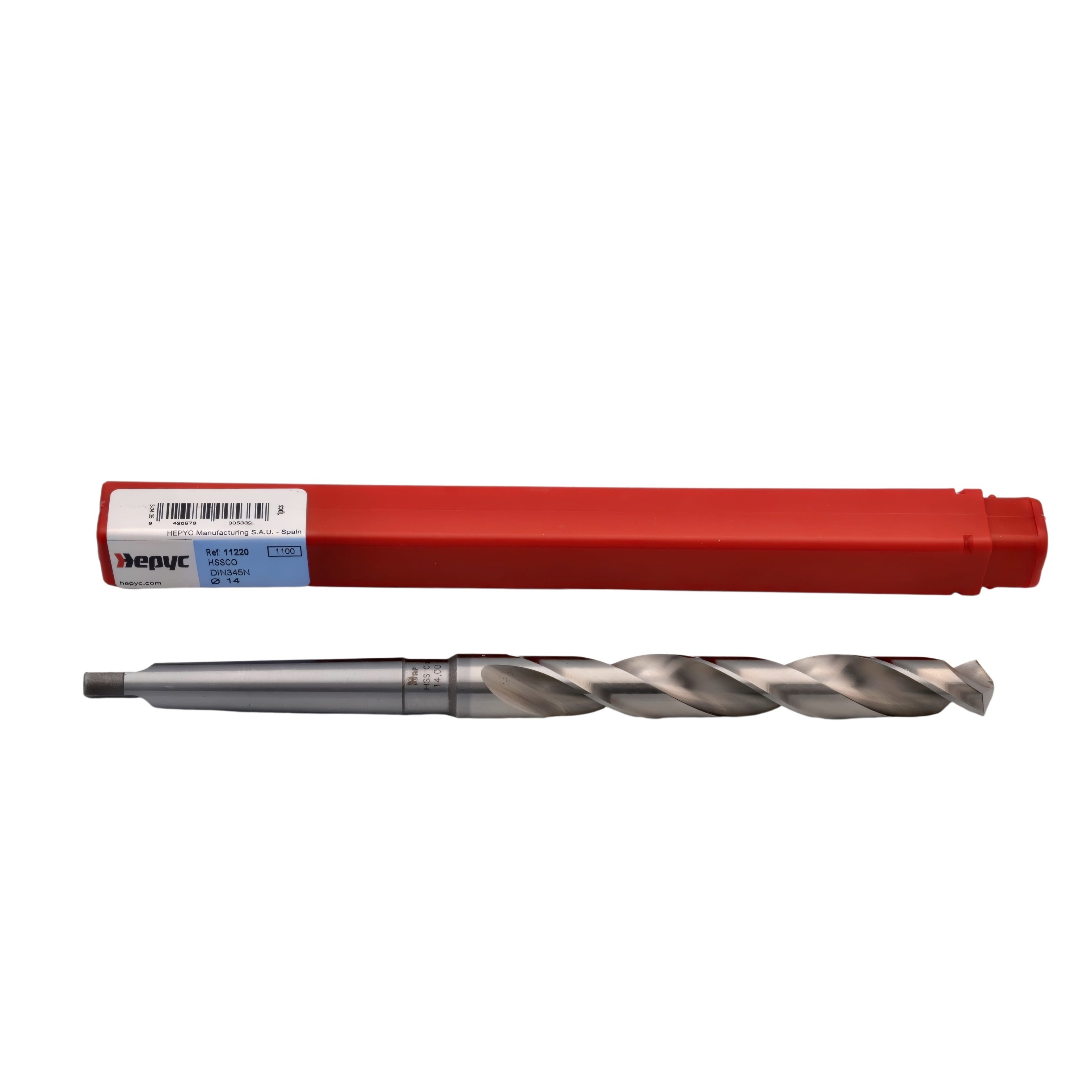 HEPYC DRILLS Hepyc HSSCo Taper Shank Drill Bit 14.0mm DIN345N CM1