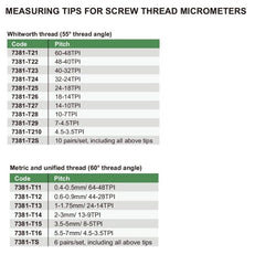 Insize 6 Pairs Unified/Metric 60° Measuring Tip Set Series 7381-TS - Twin Eagle Imports