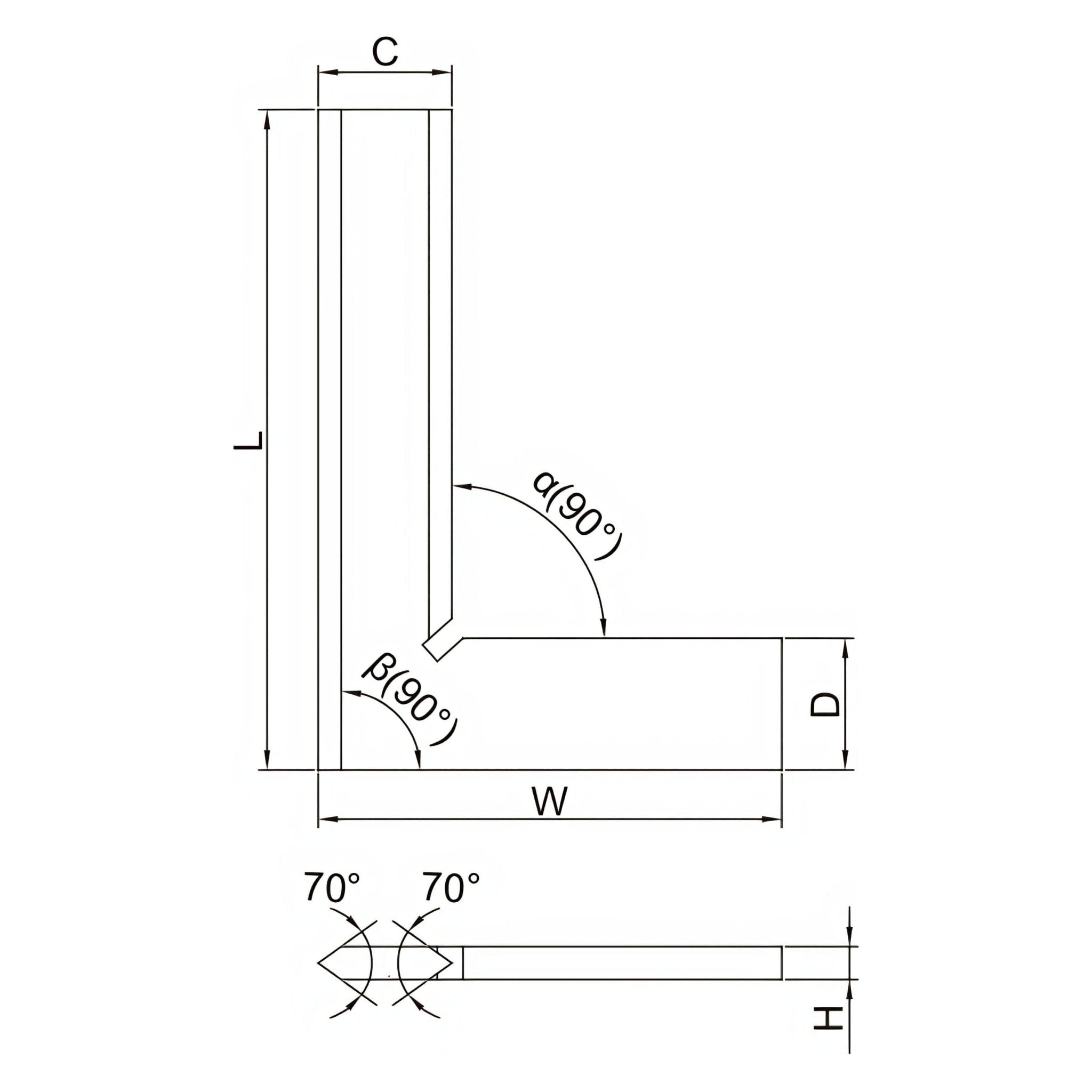 Insize 90° Bevelled Edge Square 100x70mm Range Series 4790-0100 - Twin Eagle Imports