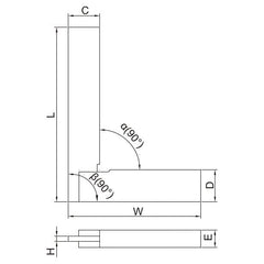Insize 90° Flat Edge Square 150x100mm Range Series 4792-150 - Twin Eagle Imports