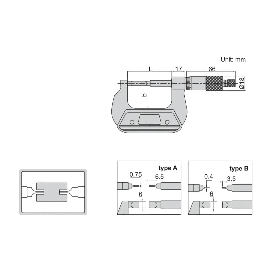 Insize Blade Micrometer 100-125mm Range Series 3232-125BA - Twin Eagle Imports
