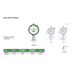 Insize Dial Depth Gauge 0-10mm x 0.01mm Range Series 2343-101 - Twin Eagle Imports