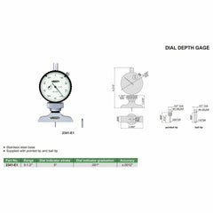 Insize Dial Depth Gauge 0-1.2" Range Series 2341-E1 - Twin Eagle Imports