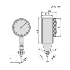 Insize Dial Test Indicator 0.8mm x 0.01mm Range Series 2381-08 - Twin Eagle Imports