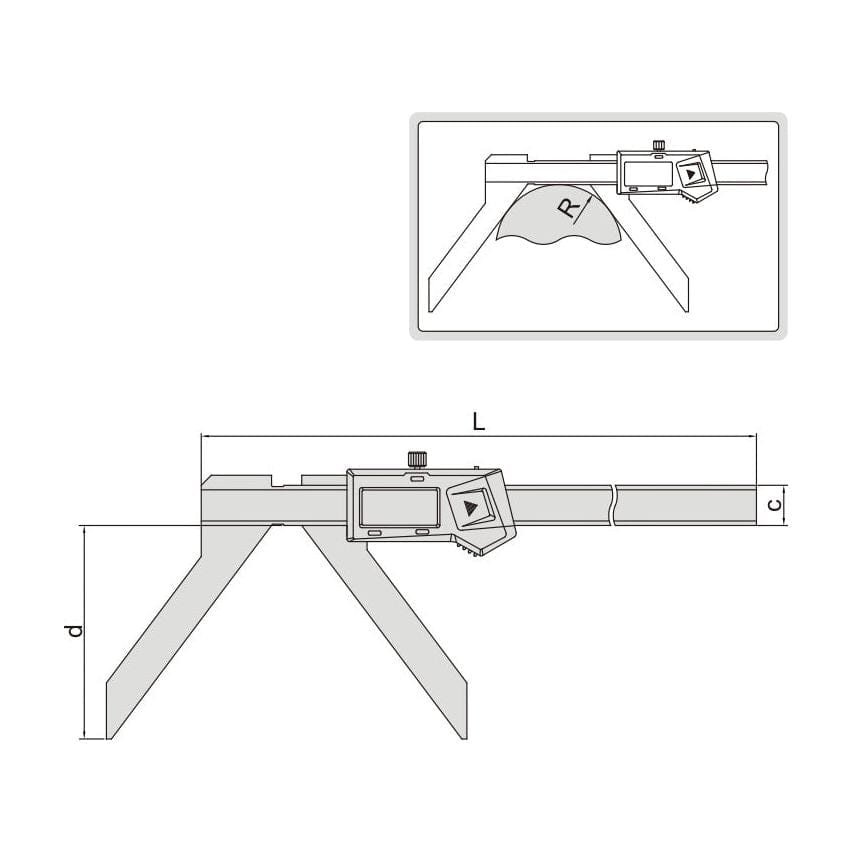 Insize Digital Arc Radius Caliper 5-200mm/0.2-8" Range Series 1189-200B - Twin Eagle Imports