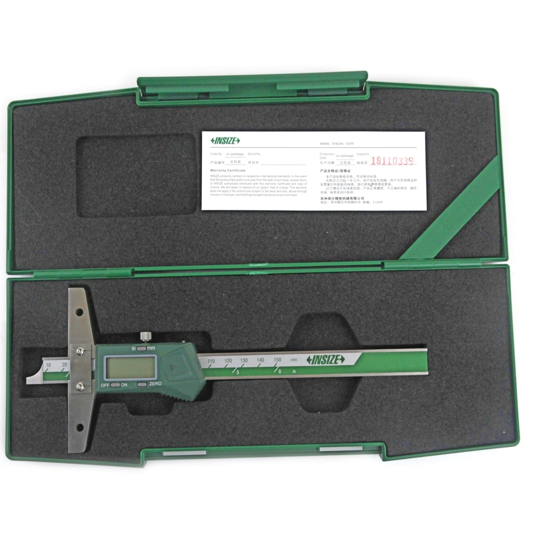 Insize Digital Depth Gauge 0-150mm / 0-6" Range Series 1147-150 - Twin Eagle Imports