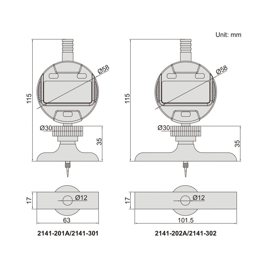 Insize Digital Depth Gauge 101.5x17mm Range Series 2141-302 - Twin Eagle Imports