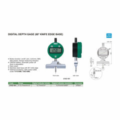 Insize Digital Depth Gauge (60° Knife Edge Base) Range Series 2143-101 - Twin Eagle Imports