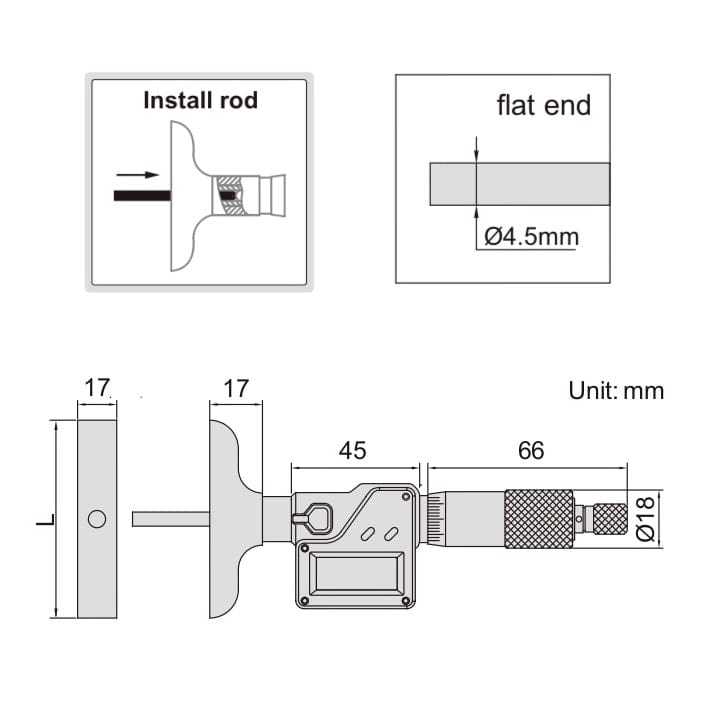 Insize Digital Depth Micrometer 0-50mm/0-2" Range Series 3540-50 - Twin Eagle Imports