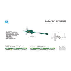 Insize Digital Point Depth Gauge 0-200mm x 0.01mm Range Series 1143-200A - Twin Eagle Imports