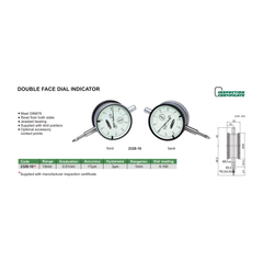 Insize Double Face Dial Test Indicator 10mm x 0.1mm Range Series 2328-10 - Twin Eagle Imports
