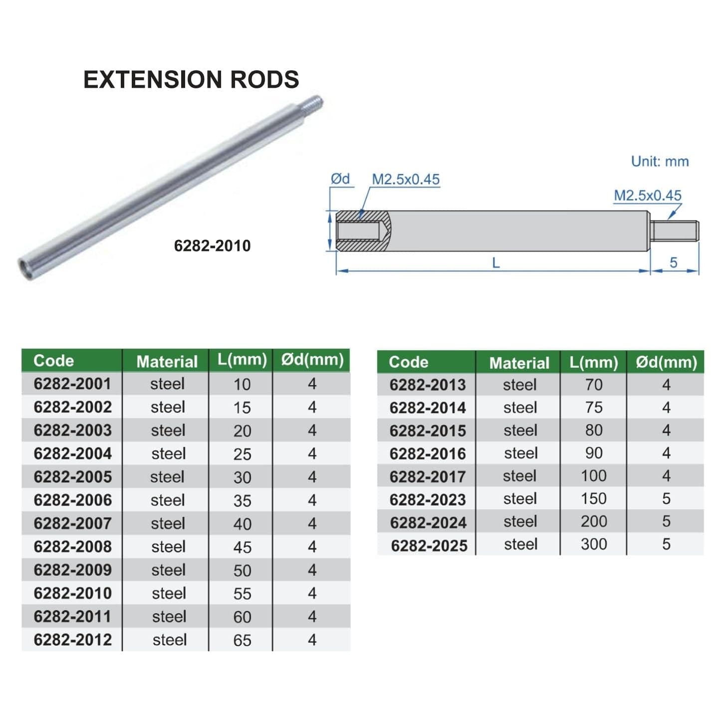 Insize Extension Rod 20mm Range Series 6282-2003 - Twin Eagle Imports